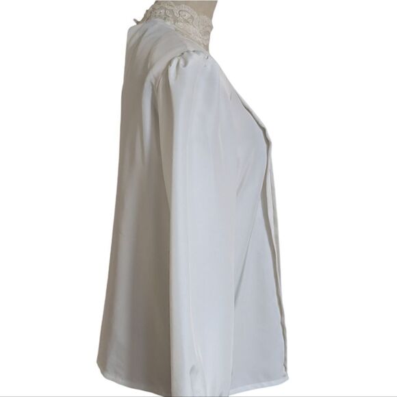 Sellecca Vintage White High Neck Victorian Blouse - Picture 3 of 7